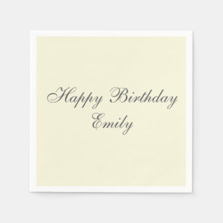 Cream Minimalist Birthday Party Napkins Pappersservett