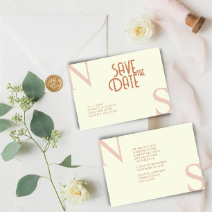 Cream Minimalist & Elegant Bold Initialer Bröllop Spara Datumet