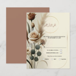 Cream & Mocha Geometriska Blommiga Bröllops RSVP Inbjudningar