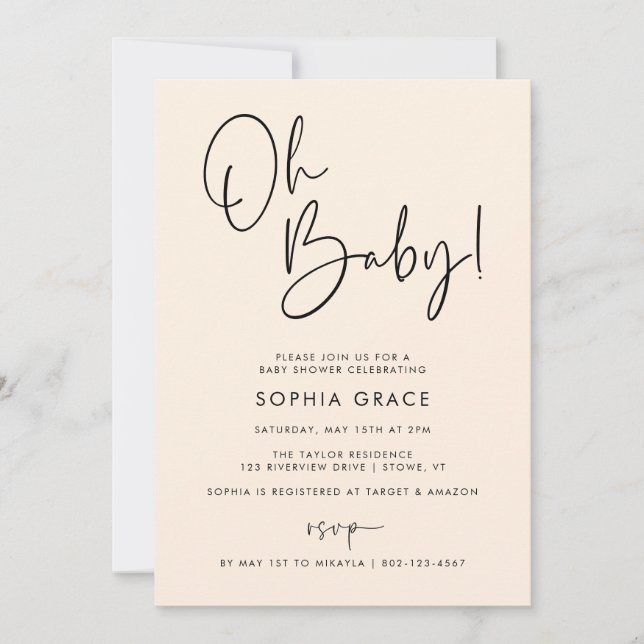 Cream Modern Boho Gender Neutral Baby Shower Inbjudningar (Framsida)