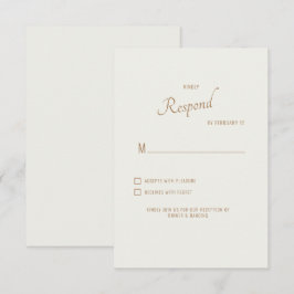 Cream Modern Font Bröllop RSVP OSA Kort