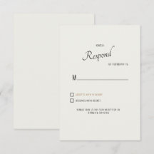 Cream Modern Font Svart Text Bröllop RSVP