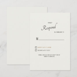 Cream Modern Font Svart Text Bröllop RSVP OSA Kort