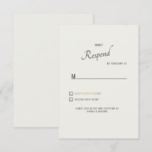 Cream Modern Font Svart Text Bröllop RSVP OSA Kort