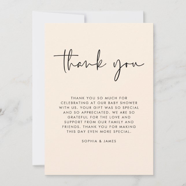 Cream Modern Kön Neutral Baby Shower Tack Inbjudningar (Framsida)