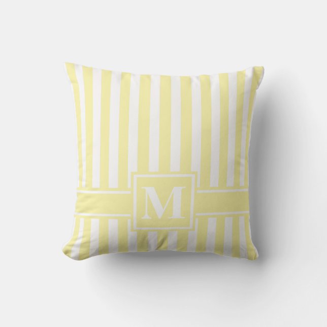 Cream Modern Rand med Monogram Kudde (Framsida)