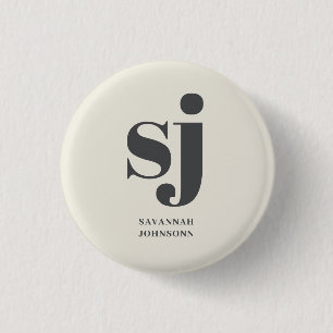 Cream monogram initialer knapp