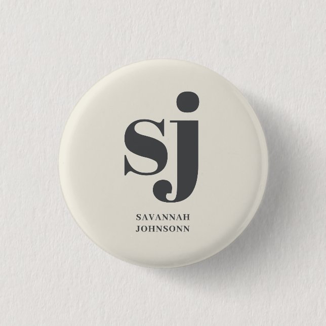 Cream monogram initialer knapp (Framsida)