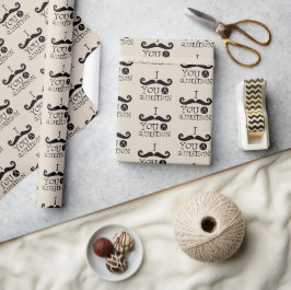 Cream Mustache Du är en fråga Humor Fars dag Presentpapper
