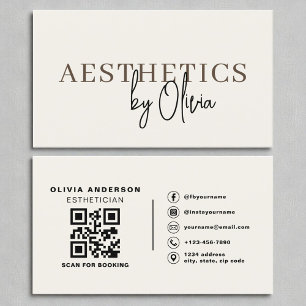 Cream Neutralt Skincare Esthetician QR Code Visitkort