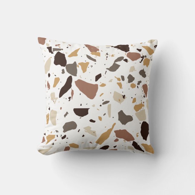 Cream och Beige Terrazzo Kudde (Framsida)