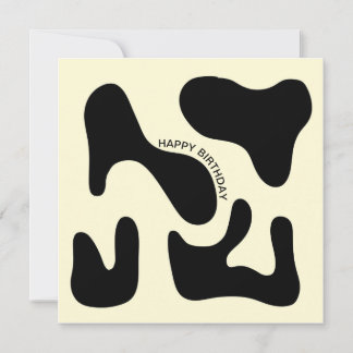 Cream och Black Abstrakt Art Birthday Card Inbjudningar
