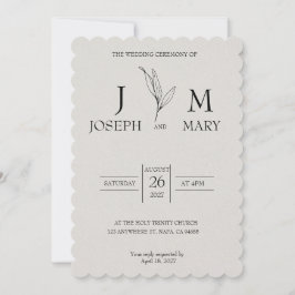 Cream och Black Minimalist Elegant bröllop Inbjuda Inbjudningar