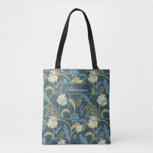 Cream och Blue Blommigt Art nouveau Tygkasse
