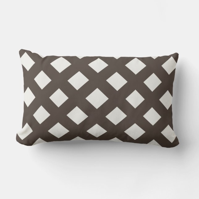 Cream och Brown Gingham Lumbarkudde (Framsida)