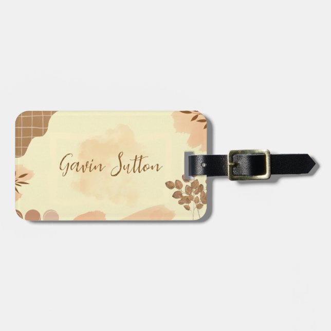 Cream och Brown Snyggt Bagagebricka (Horisontell Framsida)