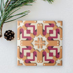 Cream och Burgundy Red Symmetrical Geometric Kakelplatta<br><div class="desc">Den keramiska plattan har en symmetrisk geometrisk utformning som är både intrikativ och mesmeriserande. Utformningen karakteriseras av en förlängd S-formad inslag i en rik burgundy färg, som är sammanflätad med abstrakter i en mjuk krämnyans. Dessa inslag ställs in mot en terracotta-färgad, som tjänar till att markera mönstret och öka dess...</div>