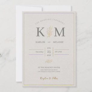 Cream och Grått, enkelt minimalistiskt Elegant brö Inbjudningar