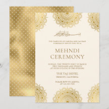 Cream och Guld Asia Motif Muslim Mehndi Ceremony