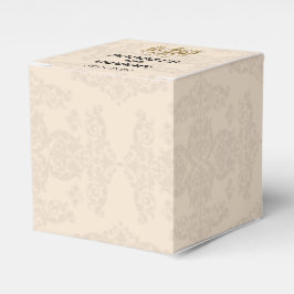 Cream och Guld Damask Wedding Favor Box Presentaskar