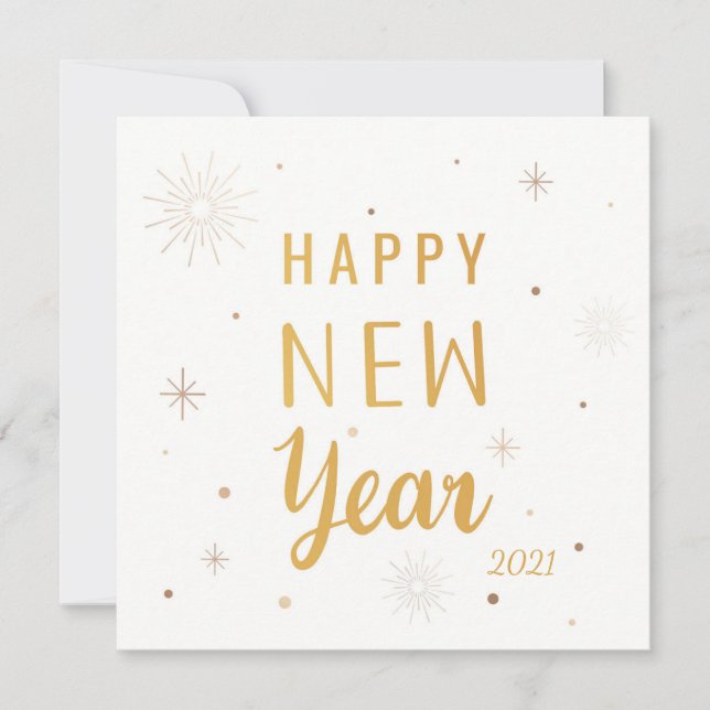 Cream och guld Gott nytt år 2021 Julkort (Framsida)