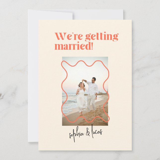 Cream och Orange Enkel, modern bröllopsinbjudan Inbjudningar (Framsida)