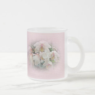 Cream och Rosa Orchids på Rosa Frostad Glasmugg
