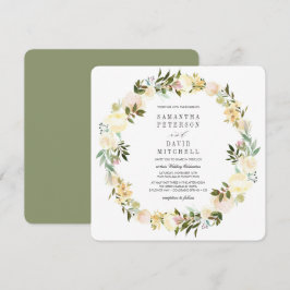 Cream och Sage | Botaniska Garland Blommigt Bröllo Inbjudningar