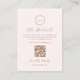 Cream och Terracotta Höstbröllop Detaljer QR-kod Tilläggskort