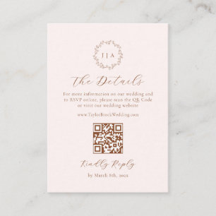 Cream och Terracotta Höstbröllop Detaljer QR-kod Tilläggskort