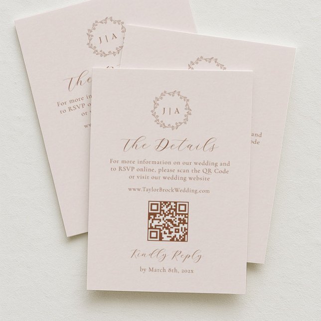 Cream och Terracotta Höstbröllop Detaljer QR-kod Tilläggskort (Skapare uppladdad)
