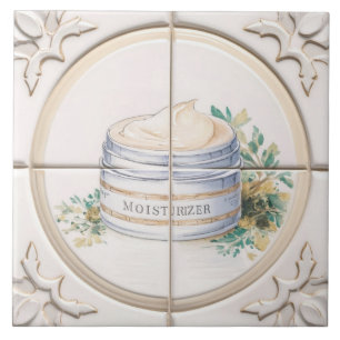 Cream och White Moisturizer Tub Art Funny Bathroom Kakelplatta