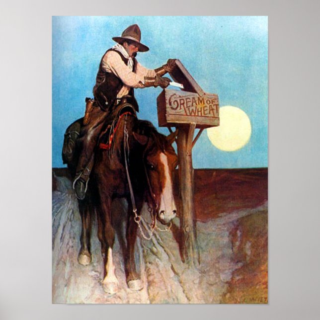 Cream of Wheat Cowboy Postman N C Wyeth Cirka 1908 Poster (Framsidan)