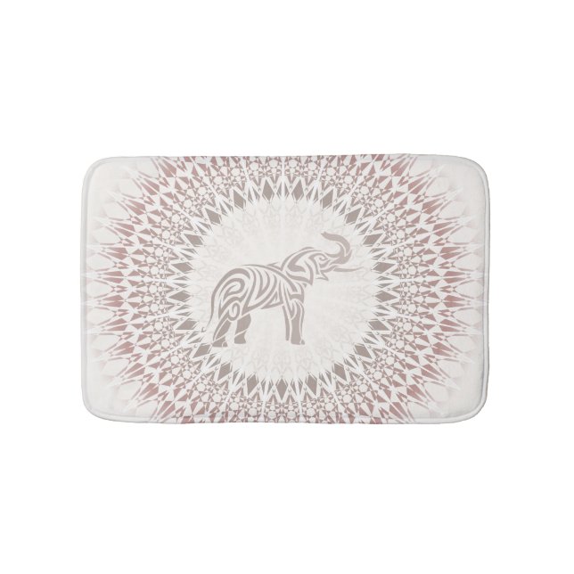 Cream Ombre Elephant Mandala Badrumsmatta (Framsidan)