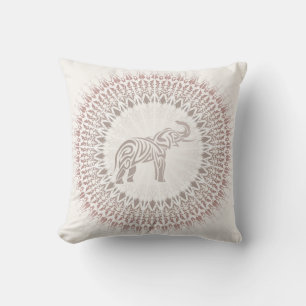 Cream Ombre Elephant Mandala Kudde