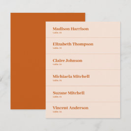 Cream Orange Retro Boho Bröllop Place Card DIY Inbjudningar