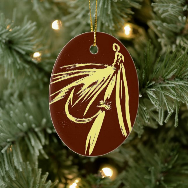 Cream på Brown Blöt God jul Ornament (Träd)