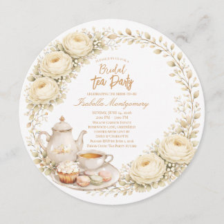 Cream Palette Tea Party Bridal Shower Inbjudningar