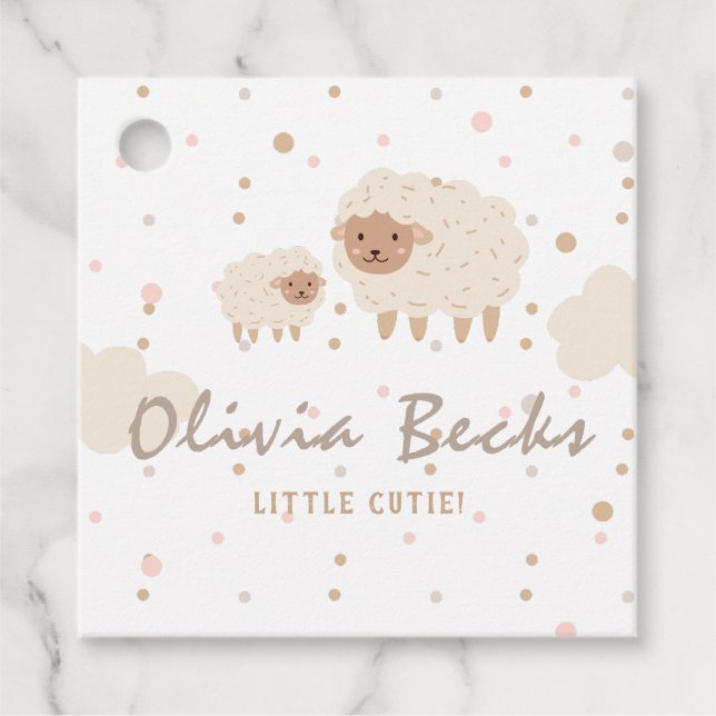 Cream Pastel Illustrative Baby Shower Gåvor Etiketter (Framsida)