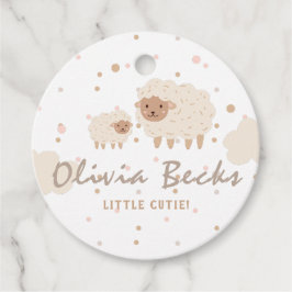 Cream Pastel Illustrative Baby Shower Gåvor Etiketter