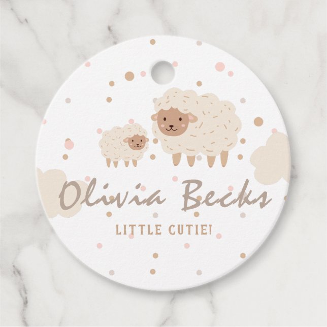 Cream Pastel Illustrative Baby Shower Gåvor Etiketter (Framsida)