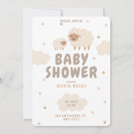 Cream Pastel Illustrative Baby Shower Inbjudningar