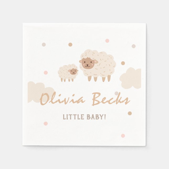 Cream Pastel Illustrative Baby Shower Pappersservett (Framsidan)