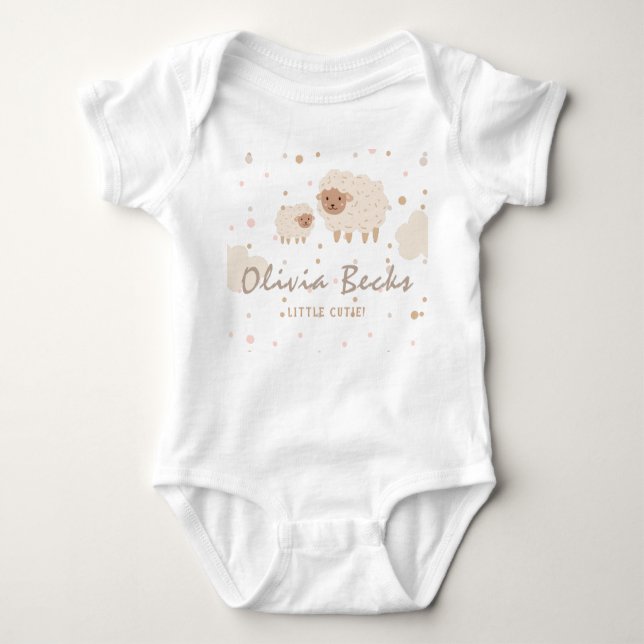 Cream Pastel Illustrative Baby Shower T Shirt (Framsida)