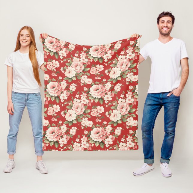 Cream pastel ro red fleecefilt (På plats)