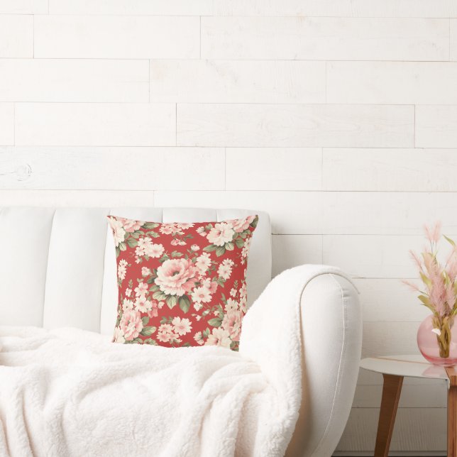Cream pastel ro red kudde (Soffa)