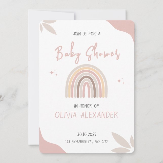 Cream Pastel Simple Minimalist Baby Shower Inbjudningar (Framsida)