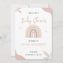 Cream Pastel Simple Minimalist Baby Shower Inbjudningar