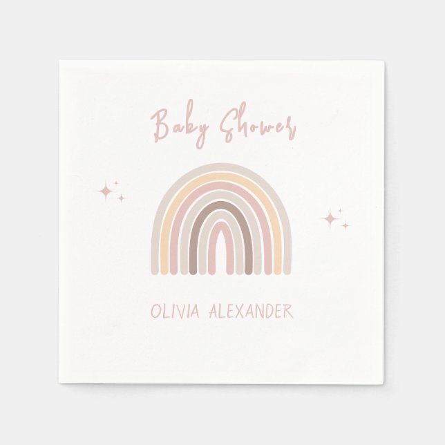 Cream Pastel Simple Minimalist Baby Shower Pappersservett (Framsidan)