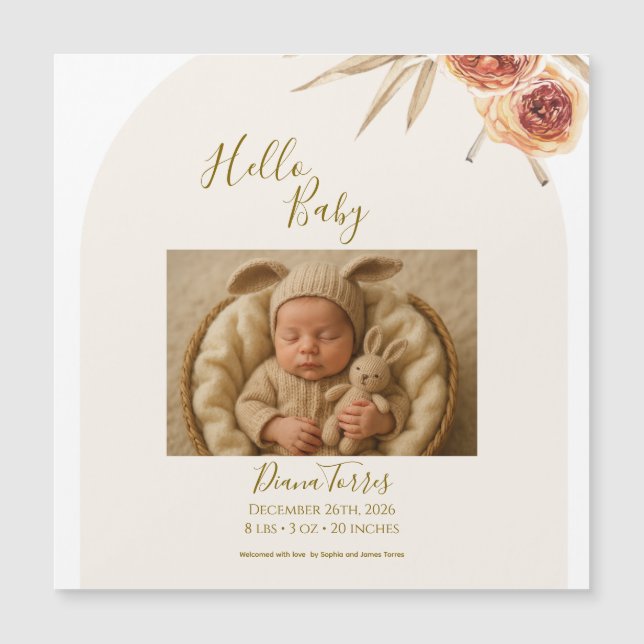 Cream Pastel Torkade blommor Hej Baby (Framsida)